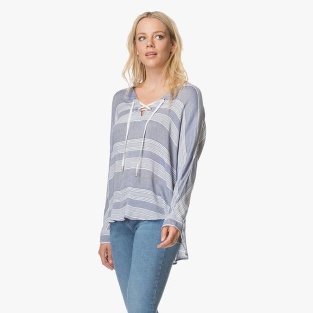 Rails Lily Athens Stripe Blue White Lace Up V Nec… - image 4